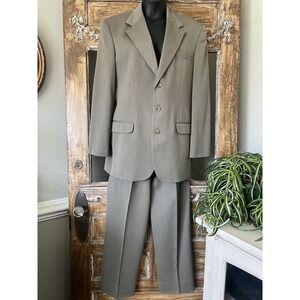Haggar Black Label Suit Wool Polyester‎ Blend Neutral Tan Men's 42L 34x32